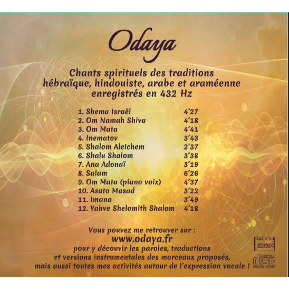 Album CD Chants sacrés Odaya – Image 2